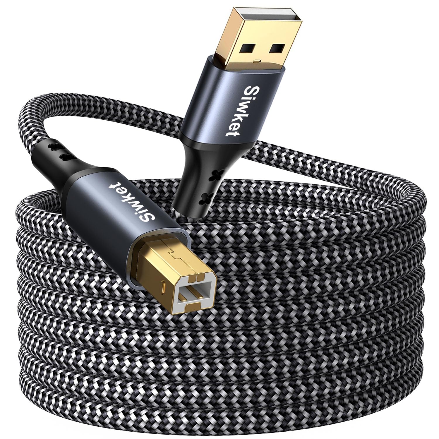 Siwket USB Druckerkabel 5M, USB A auf B Drucker Kabel,USB 2.0 Typ B Kabel Hochgeschwindigkeits-Scanner kompatibel mit Lexmark, Dell, HP, Canon, Xerox, Brother, DAC und mehr