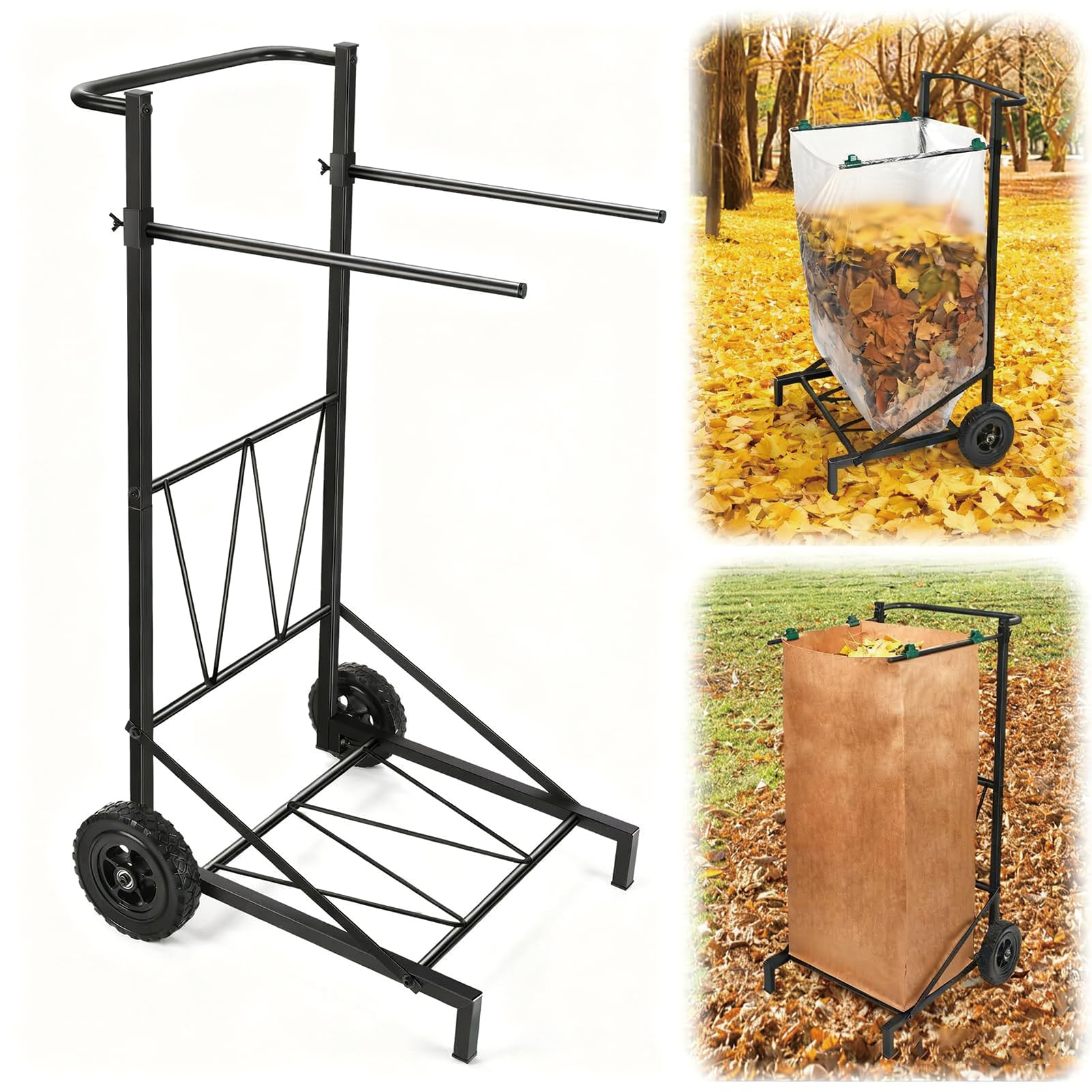 Support de sac poubelle extérieur de 30 à 125 litres noir