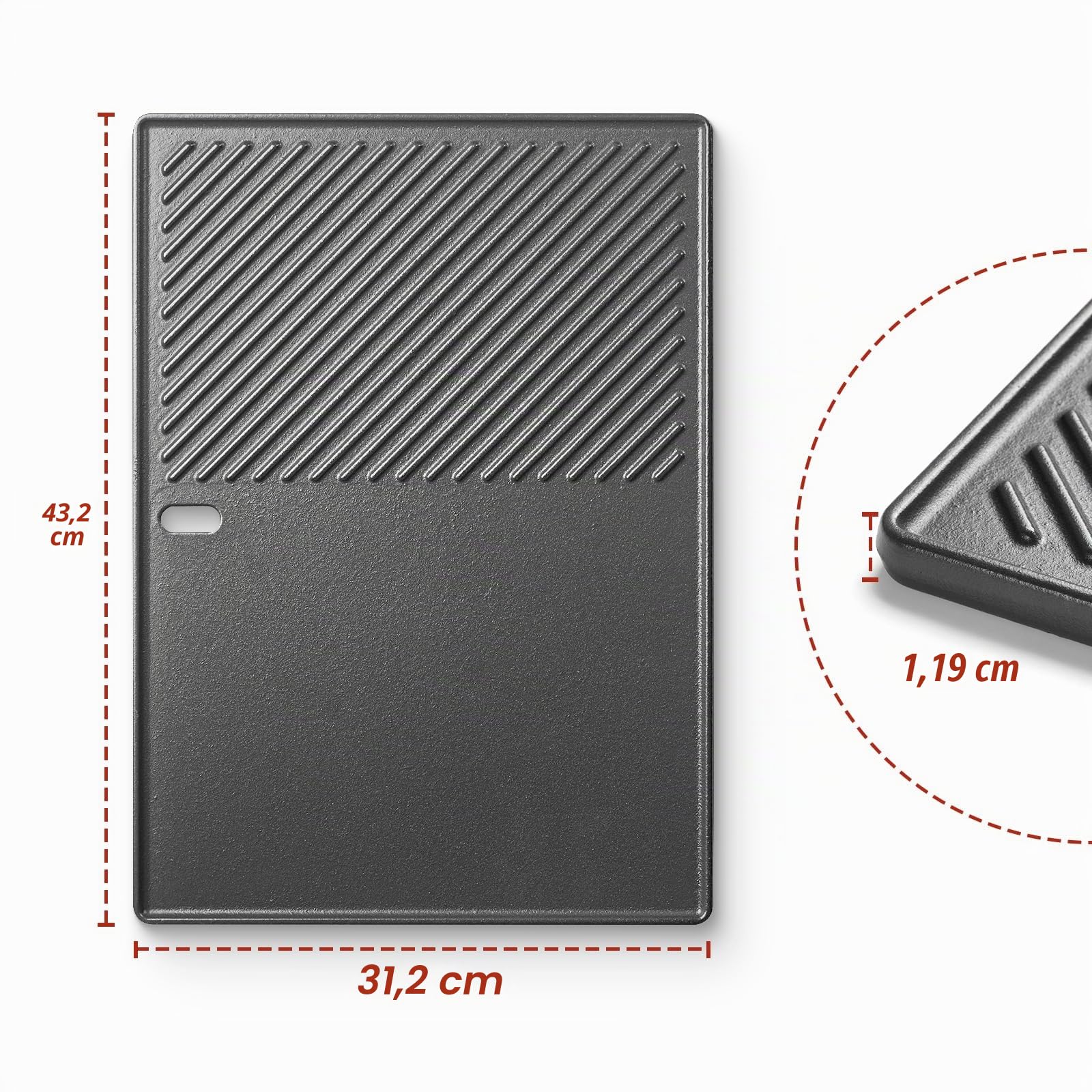 Plaque de cuisson en fonte 43,5 x 32 cm - Pièce de rechange pour barbecue à gaz Landmann Triton 3 et 4 brûleurs, Enders Broil King Baron/Monroe PRO 4, Enders Boston 6 - Poêle à gril pour Landmann