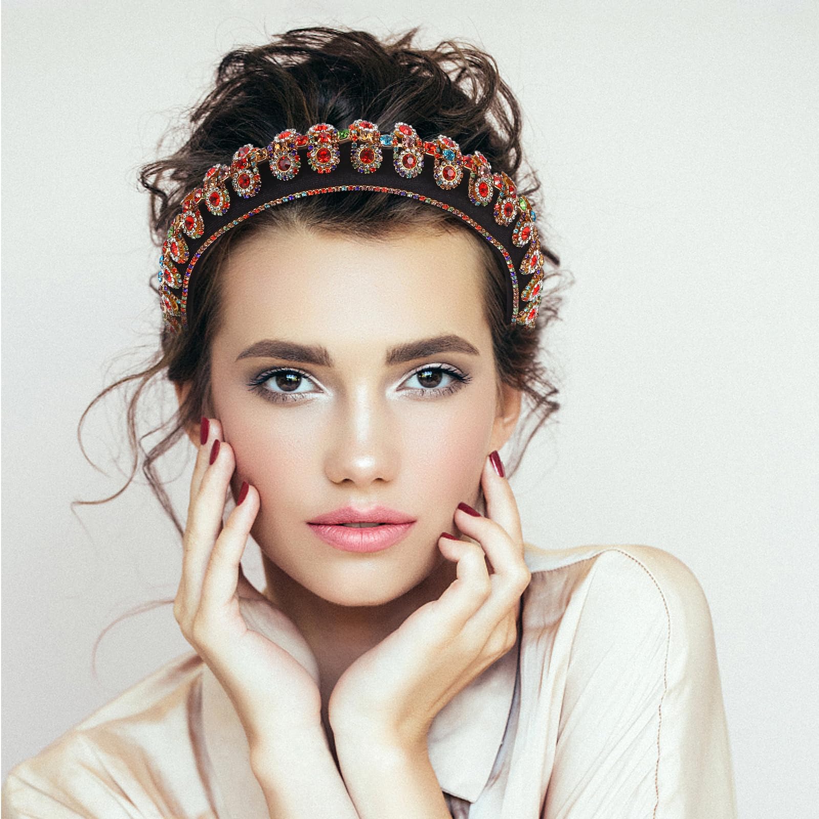 balacoo Fascia per capelli con strass alla moda per le donne con strass di cristallo russo fasce imbottite fasce per capelli da bagno fasce annodate fascia per capelli ragazza gemma in tessuto