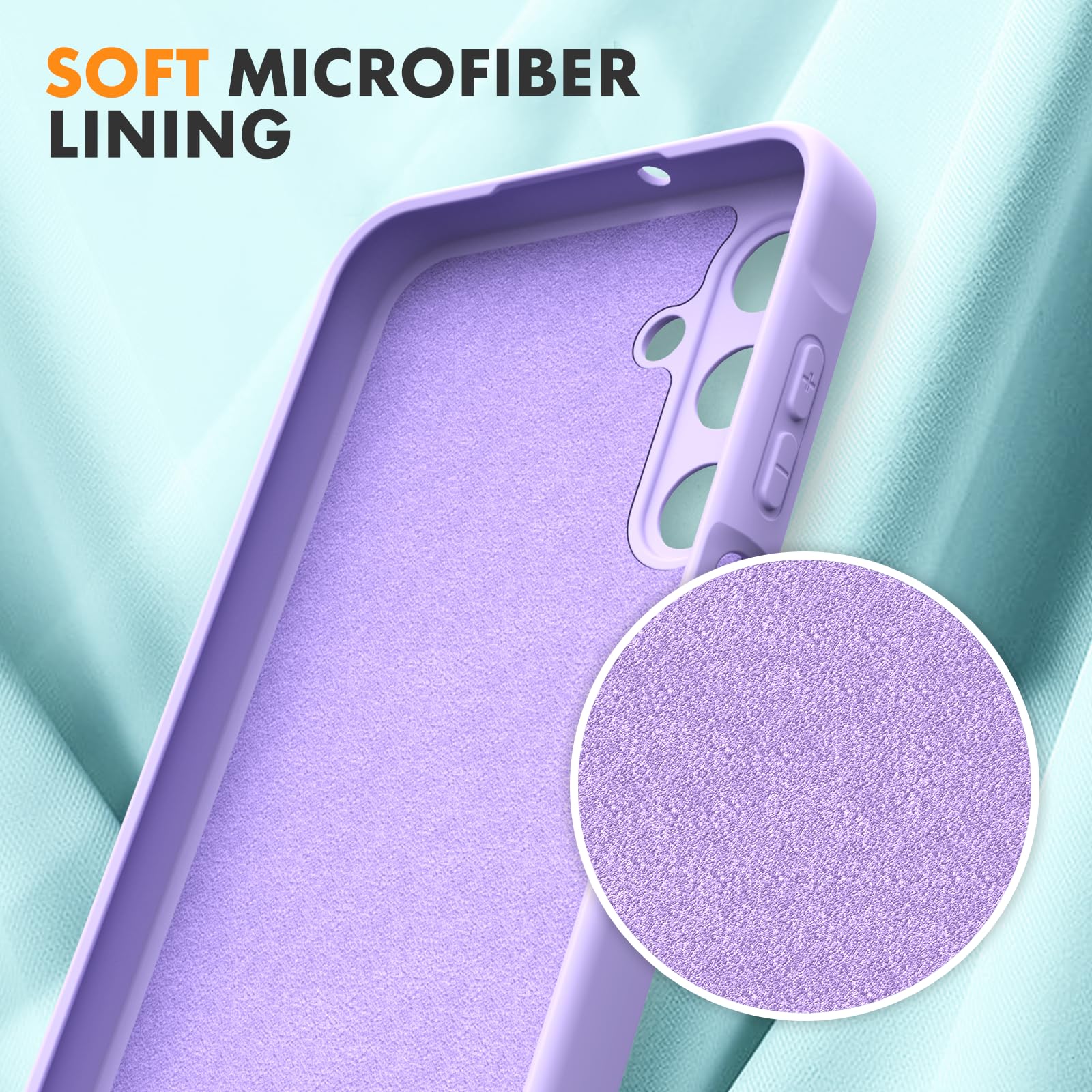 Vansdon Cover Compatibile con Samsung Galaxy A25 5G, 2 Pellicola Protettiva in Vetro Temperato, Gomma Gel di Silicone Liquida Antiurto Custodia - Viola chiaro