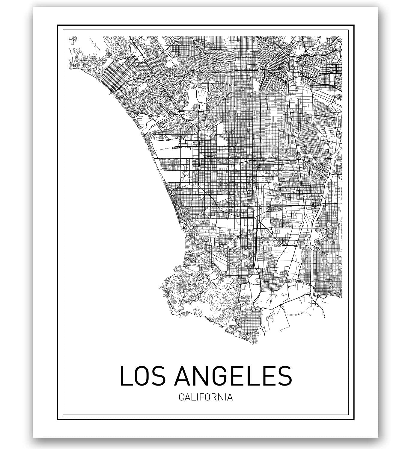 Los Angeles Map City Map Posters Los Angeles Print California Print California Map Los Angeles Poster Black and White Map Print Map Wall Art Modern Map Art Scandinavian Poster 24x36 Unframed