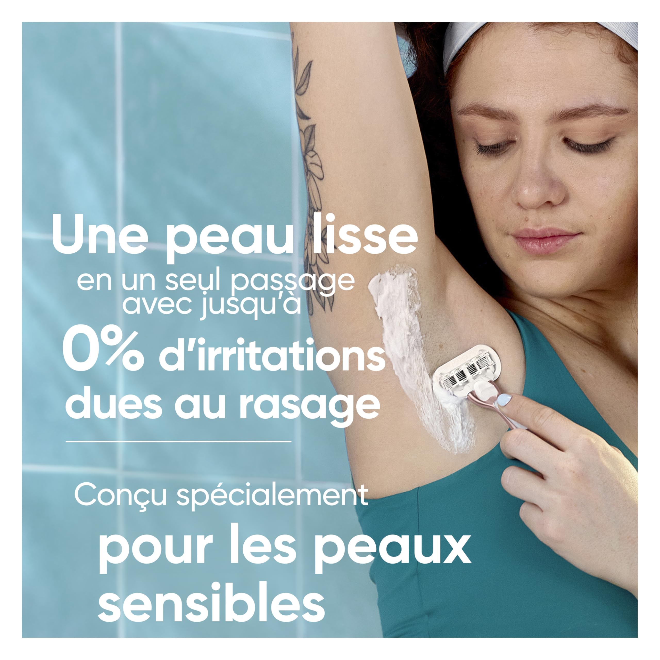 Gillette Venus Rasoir Femme Pro Smooth Sensitive 6 Recharges Rose Manche Réutilisable Tête de Rechange 5 Lames Acier Inoxydable Bande Lubrifiante Peau Sensible
