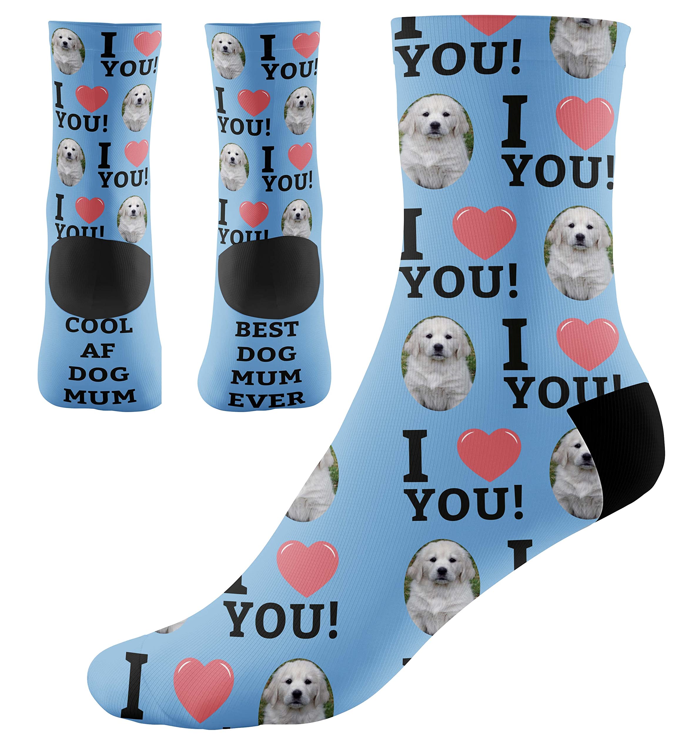 Hippowarehouse Personalised Printed Pet Sock I Love You Pet Mum Cute Dog Cat Any Photo Image Here 26.5cm 35cm 40cm