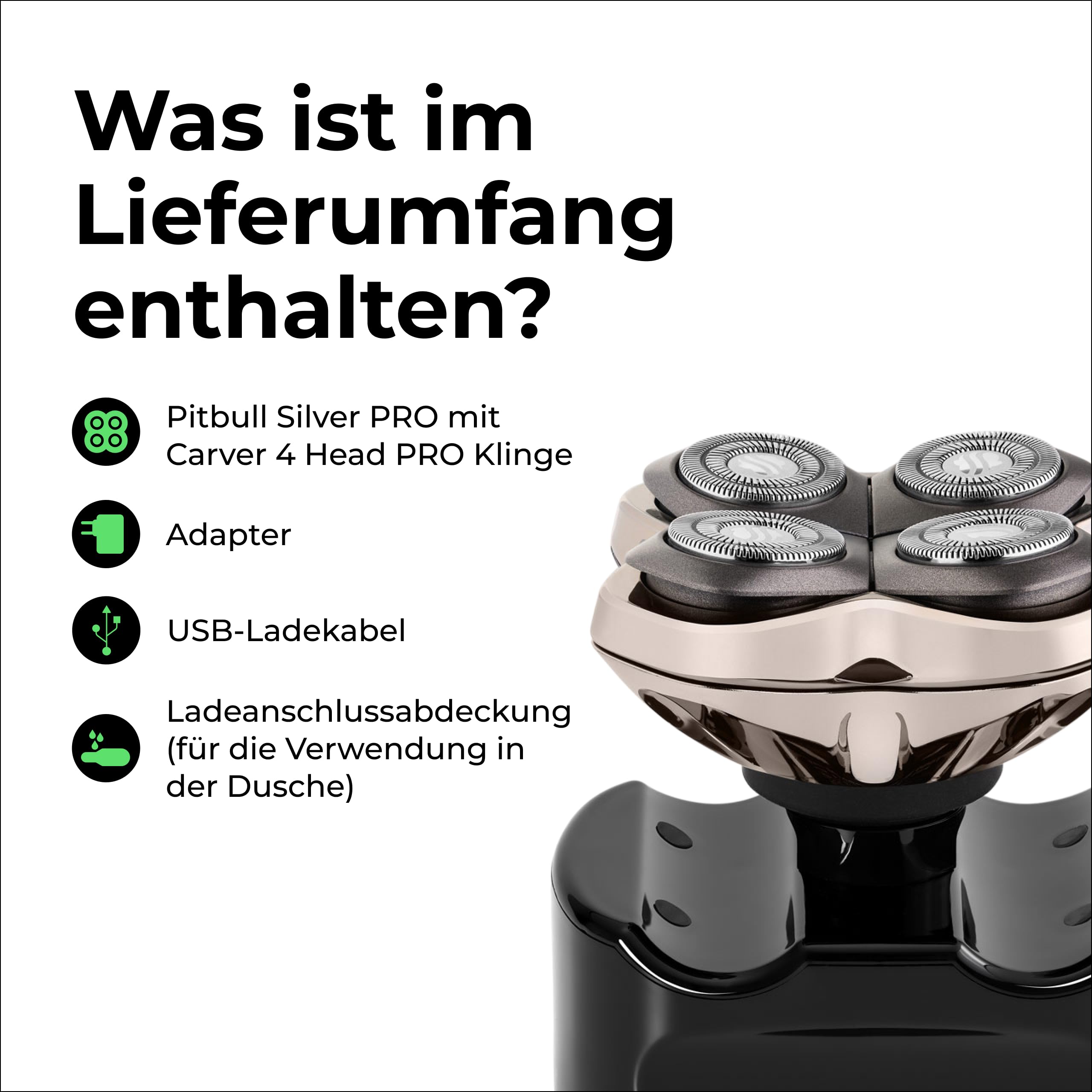 Skull Shaver Pitbull Silver Pro SX5 Kopf- und Gesichtsrasierer Elektrorasierer für Herren Nass Trocken Kabellos Wasserfest
