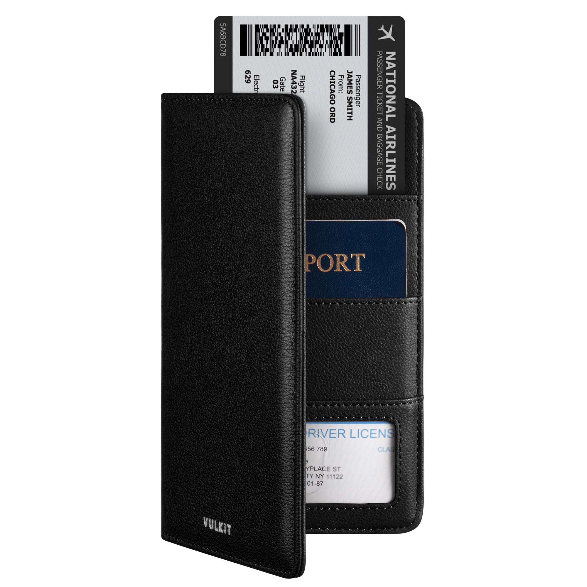 VULKIT Passport Wallet for Travel RFID Blocking Premium Leather
