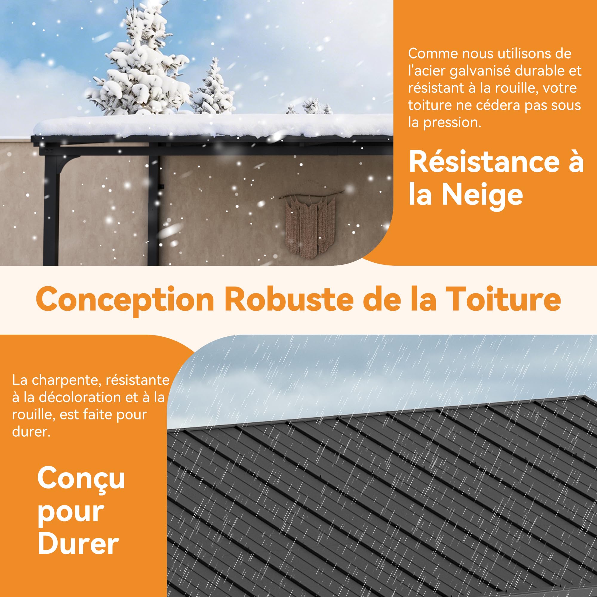 Modern Shade Auvent de Terrasse 3,1 x 6 m, Pergola Adossée Aluminium avec Système de Drainage Intégré, Tonnelle de Jardin, Auvent Balcon Terrasse