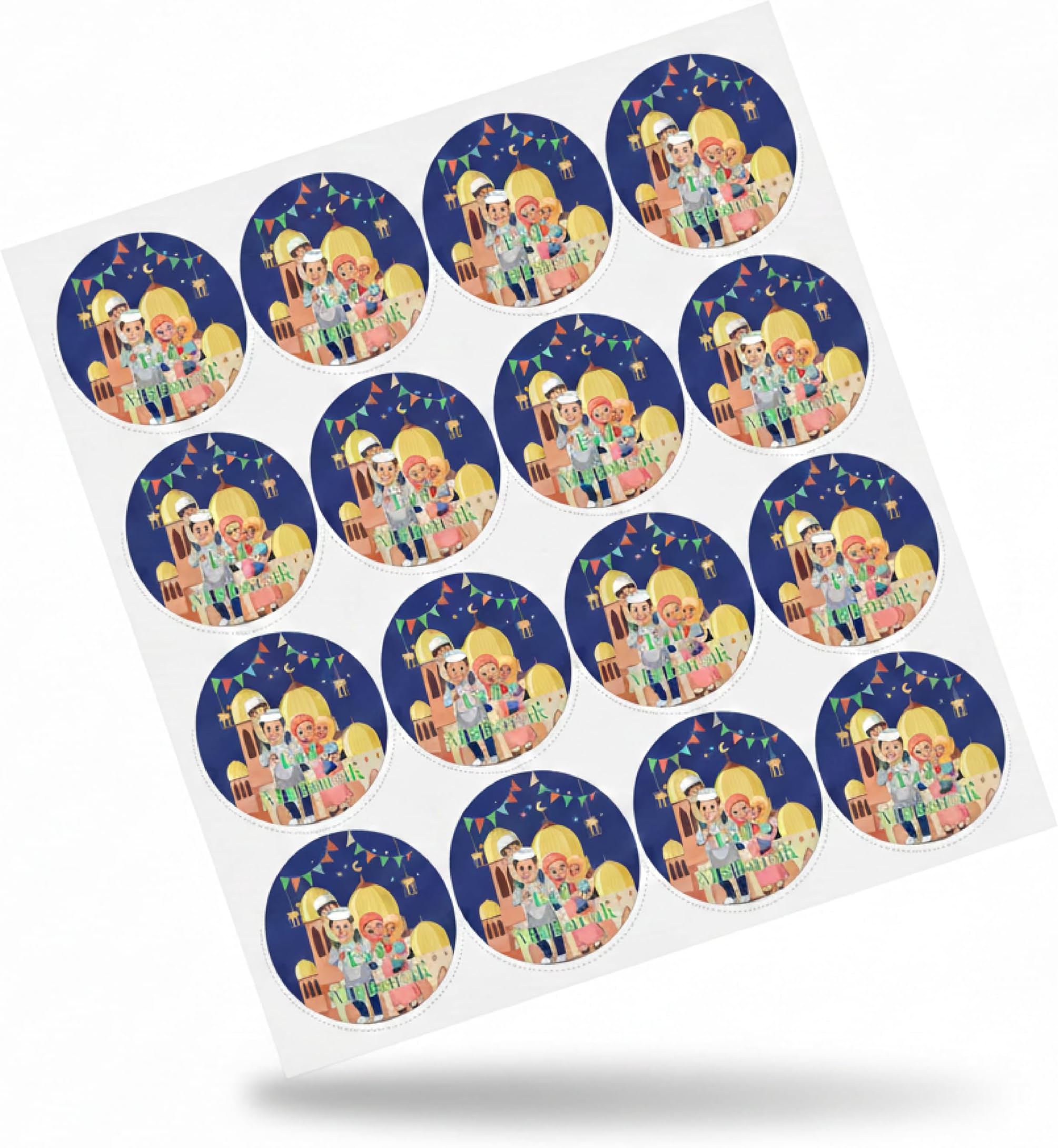 D2C Eid Mubarak Stickers 2 Inch Round – Festive Islamic Gift Labels for Ramadan & Eid Celebration, Decorative Seals for Favors, Treat Bags & Party Packaging (216)