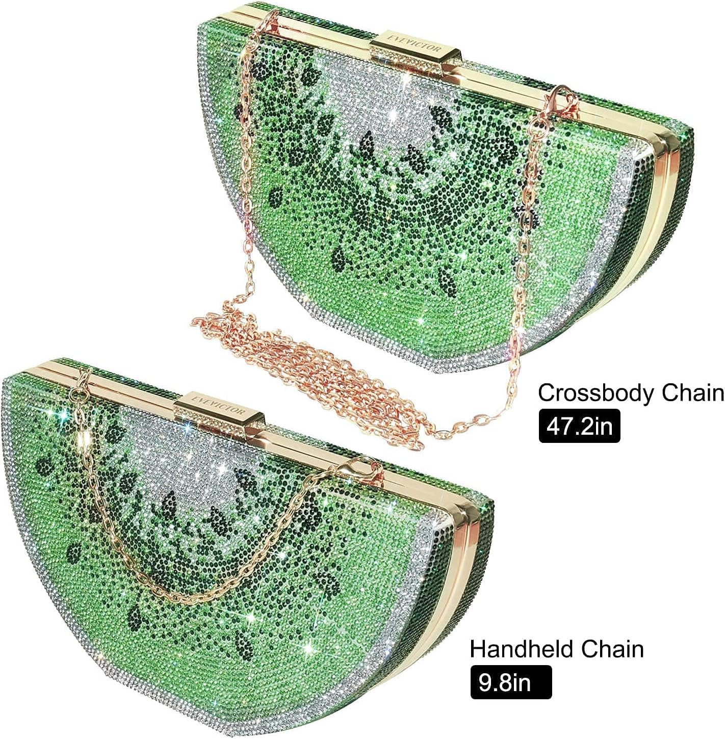 Clutch Purse for Women, Crystal Evening Bag, Watermelon Shape Handbag, Rhinestone Money Hand Bag - Image 7