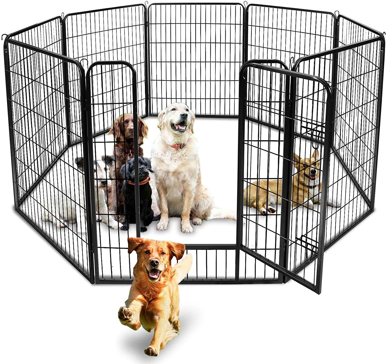 BUNNY BUSINESS Heavy Duty Puppy Play Pen/Rabbit Enclosure, 8-Panel, Gunmetal Grey (MEDIUM)