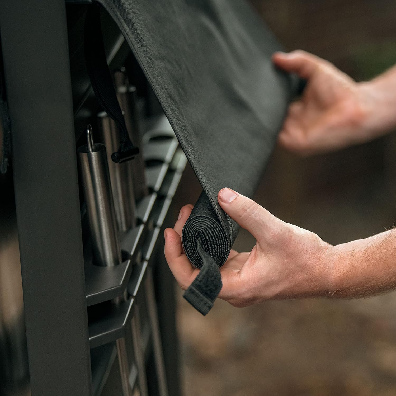 Black Aluminum Firewood Rack with UV Coated Cover