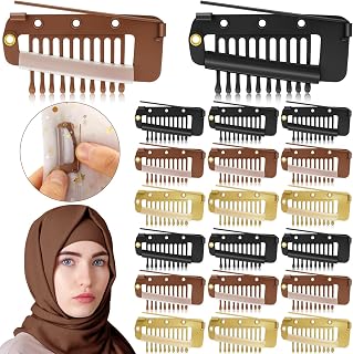 Hair Extension Clips (20 Pieces, Multicolor, 1.44 x 0.71 inches), Light Weight Chunni Clips with Dupatta Grip for Women's Headwear, Hijab, Veil, Wigs, Braids, Hairpieces