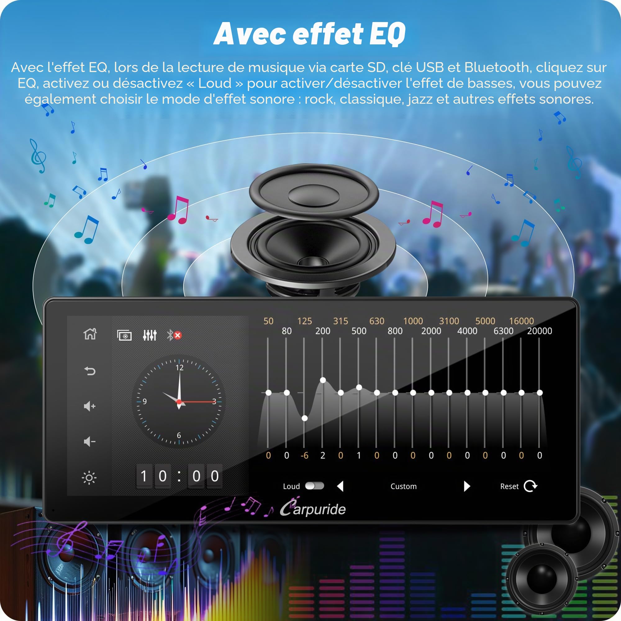 Carpuride W103 Pro avec Transmission Bluetooth sans Fil, Autoradio Portable CarPlay et Android Auto, écran Tactile 10,3 Pouces 1080P, Mirror Link/GPS/Siri/FM, avec 3 Supports