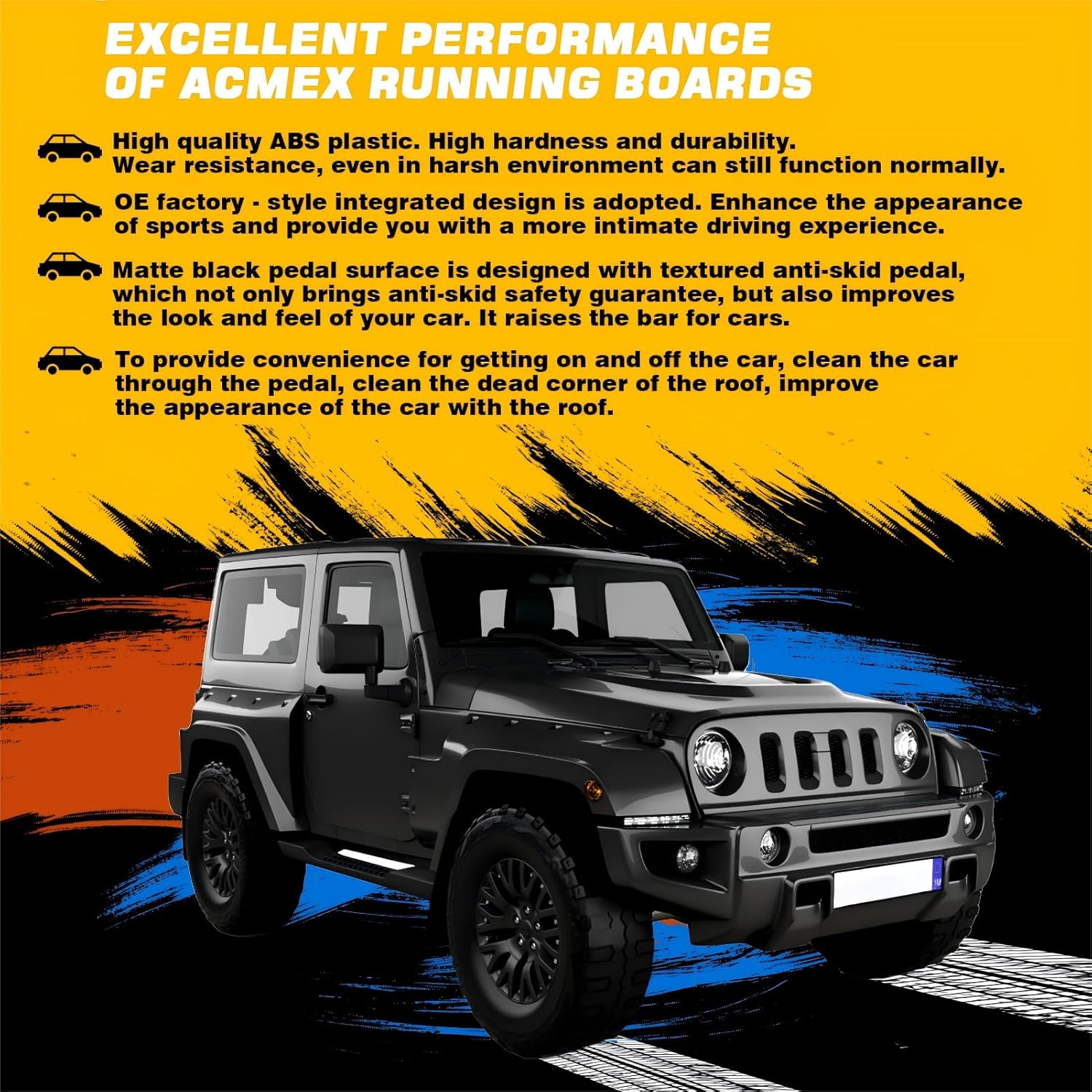 Running Board Compatible with 2007-2018 Jeep Wrangler JK 2 Door,Nerf Bars, Black Side Steps (Not for JL Model)