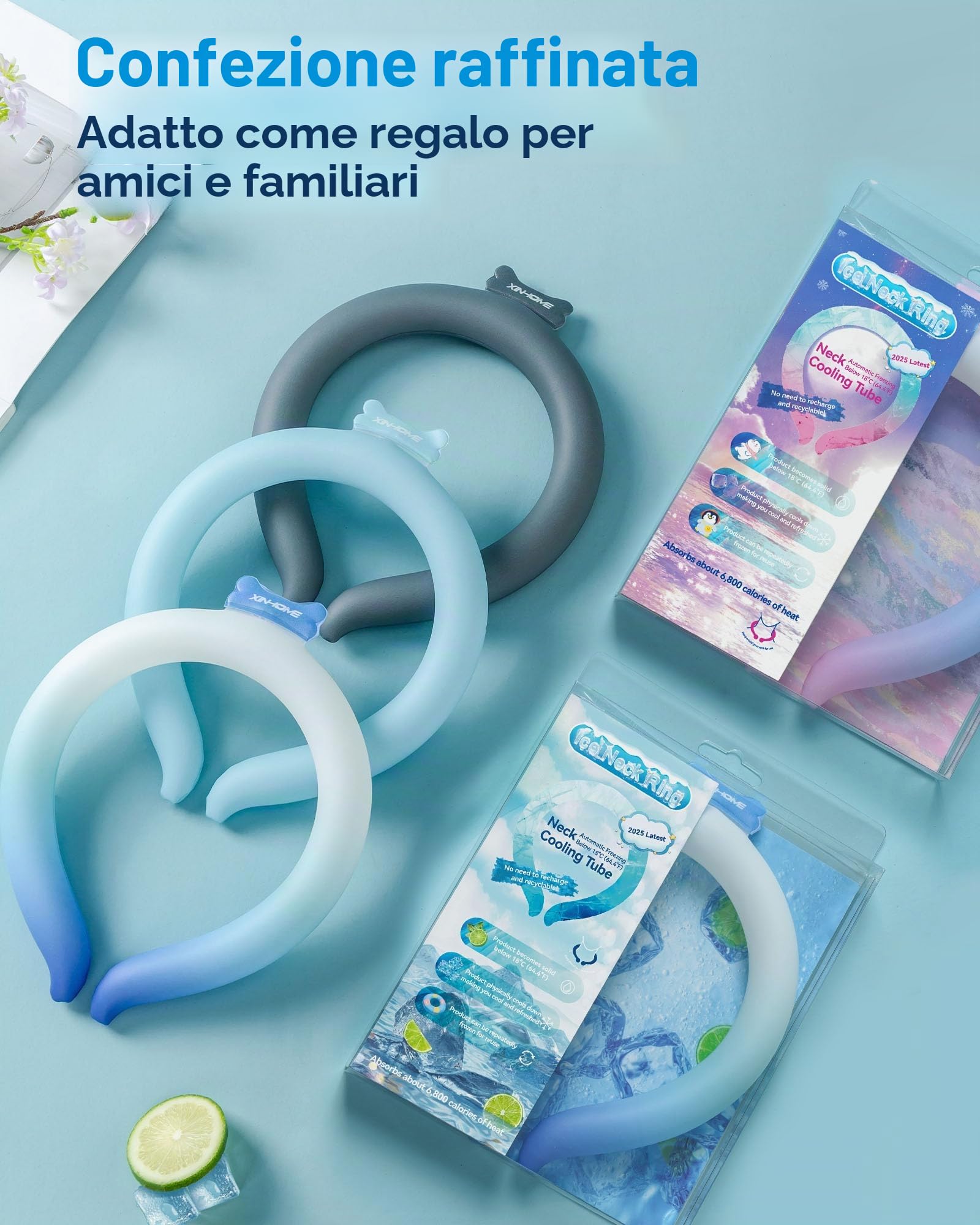 Tubo di raffreddamento per collo, sacchetto di ghiaccio, riutilizzabile, anello di raffreddamento, aria condizionata personale per caldo estivo e attività all'aperto, vampate di calore