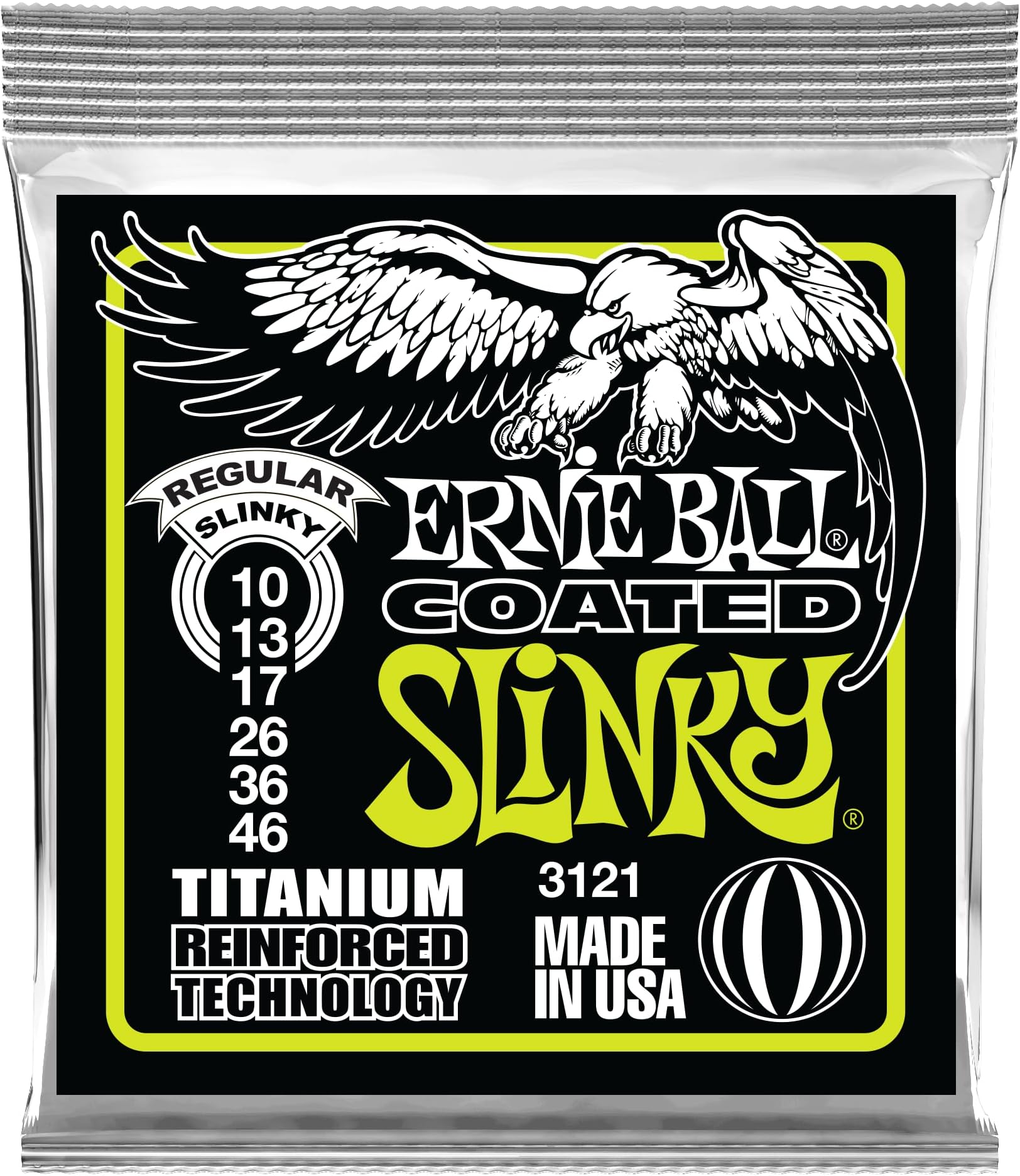 Regular Slinky Coated Titanium Electric Guitar Strings, 10-46 Gauge (P03121)
