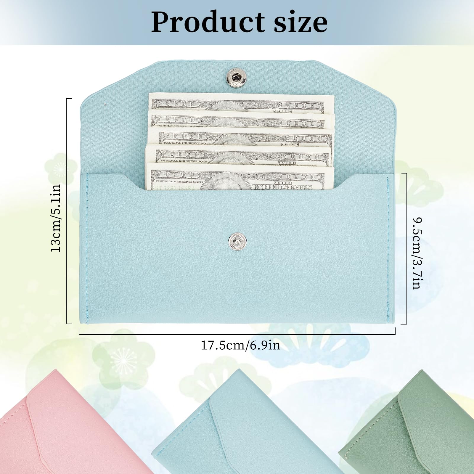 NICENEEDED 3 Pieces Money Cash Envelopes Bag, PU Leather Cash Money Pouch Money Envelopes Cash - Image 2