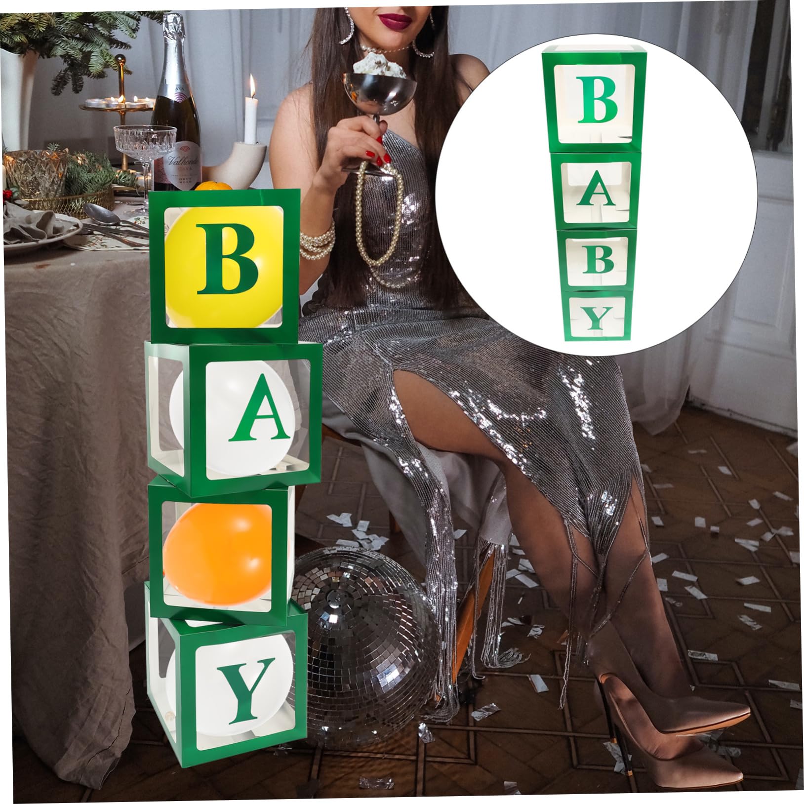 Ciieeo Durchsichtige Geschenkboxen für Babyparty mit Babyboxen aus Papier Wiederverwendbar und Einfache Installation für Shower und Gender Reveal Dekoration