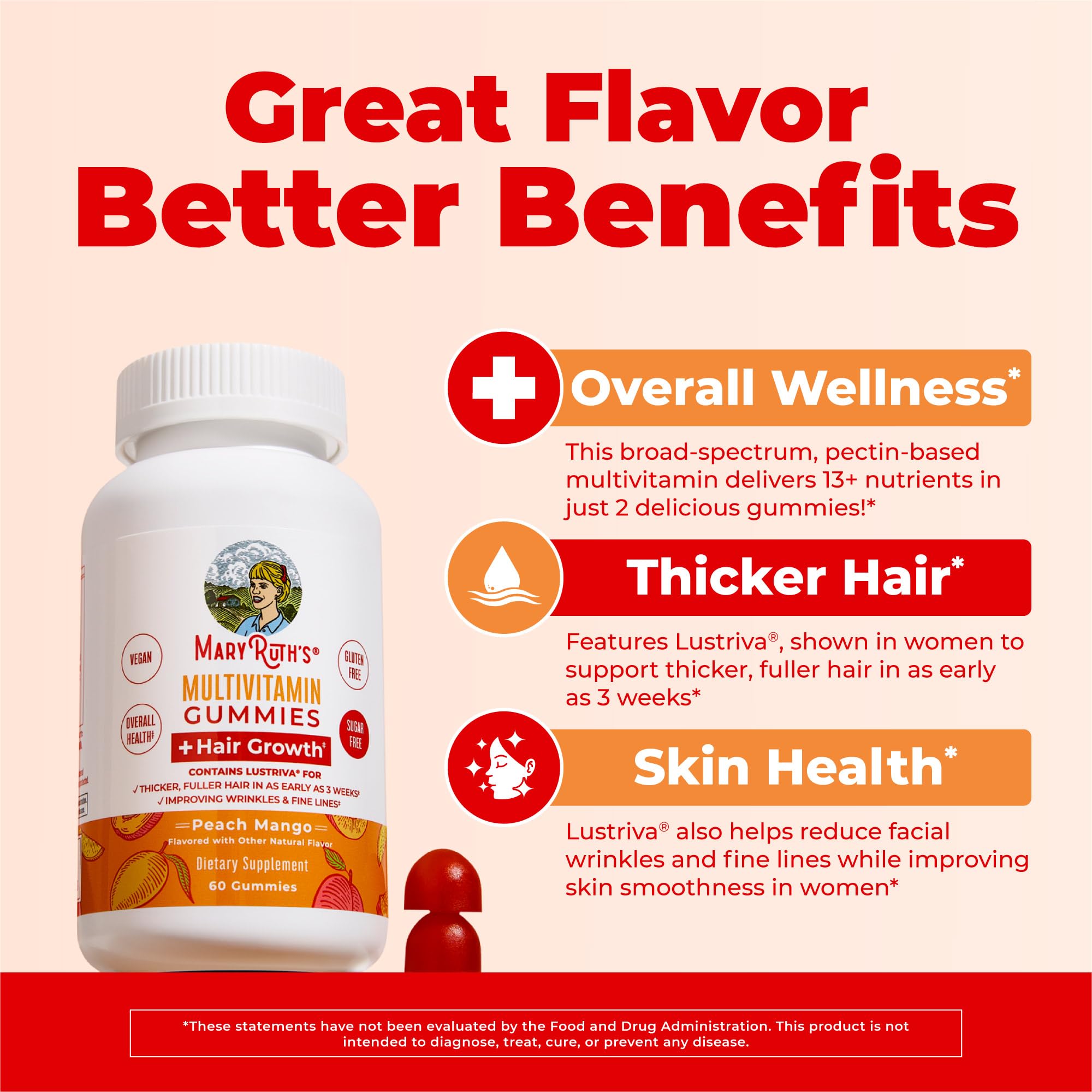 MaryRuth's Multivitamin + Hair Growth Gummies, Thicker Hair, 30 Servings — Amazon image 4
