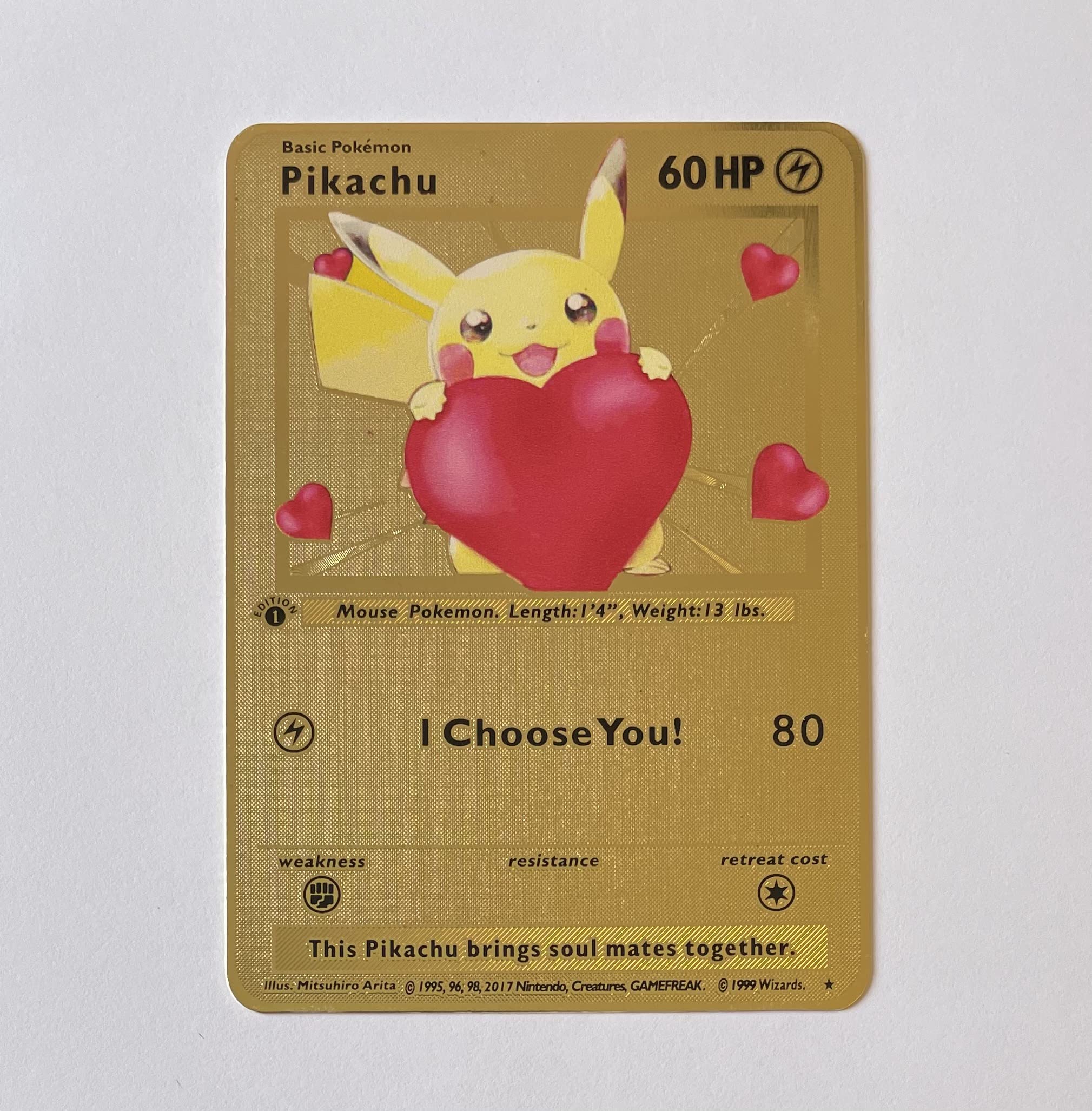 Buy **Pikachu I Choose You HP 60**Pokemon Gold Metal Collectible Card