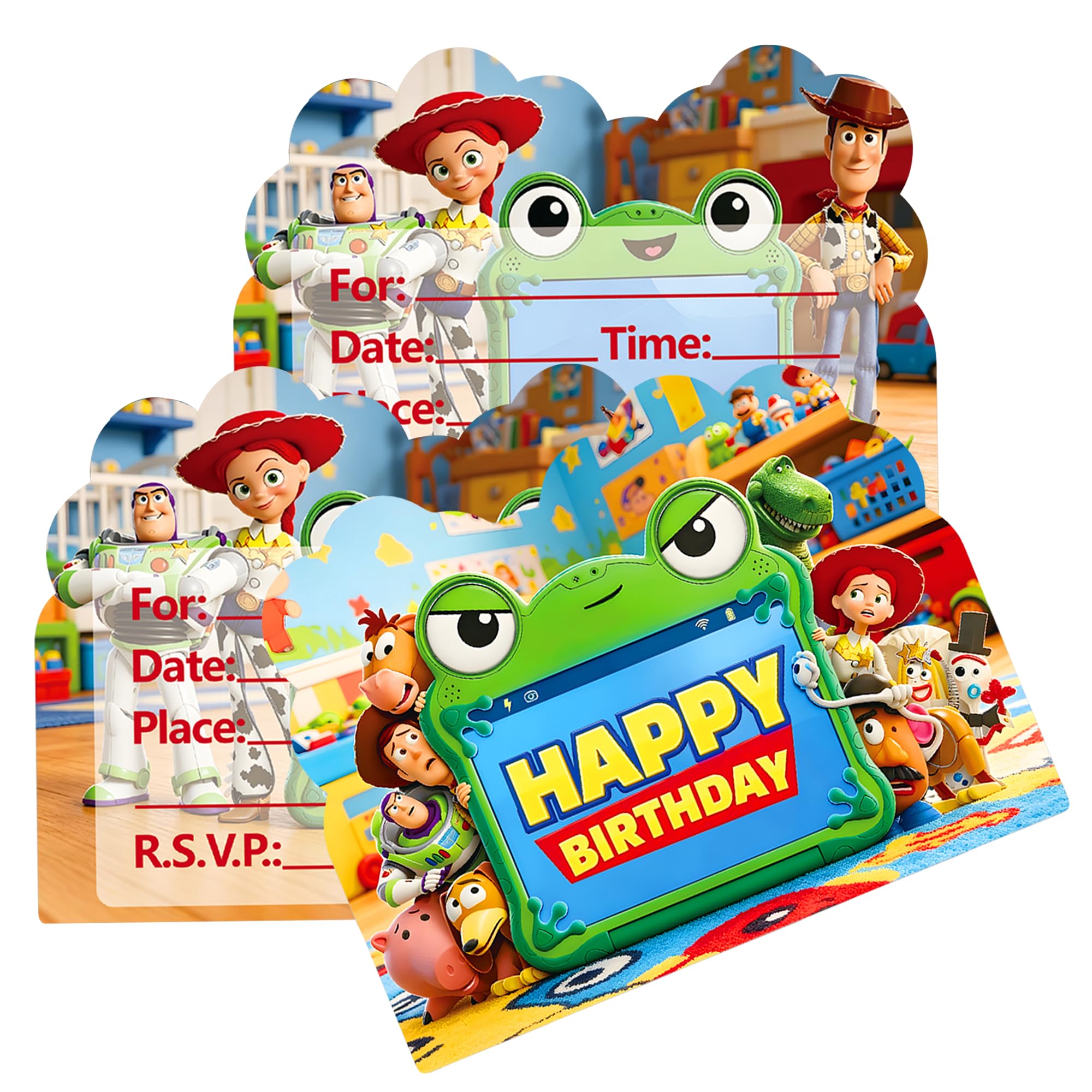 Pojamey 10 Pcs Toy Movie Story Birthday Invitations, Cute Cartoons Party Invitations, Double-Sided Design, Parties For Every Occasion