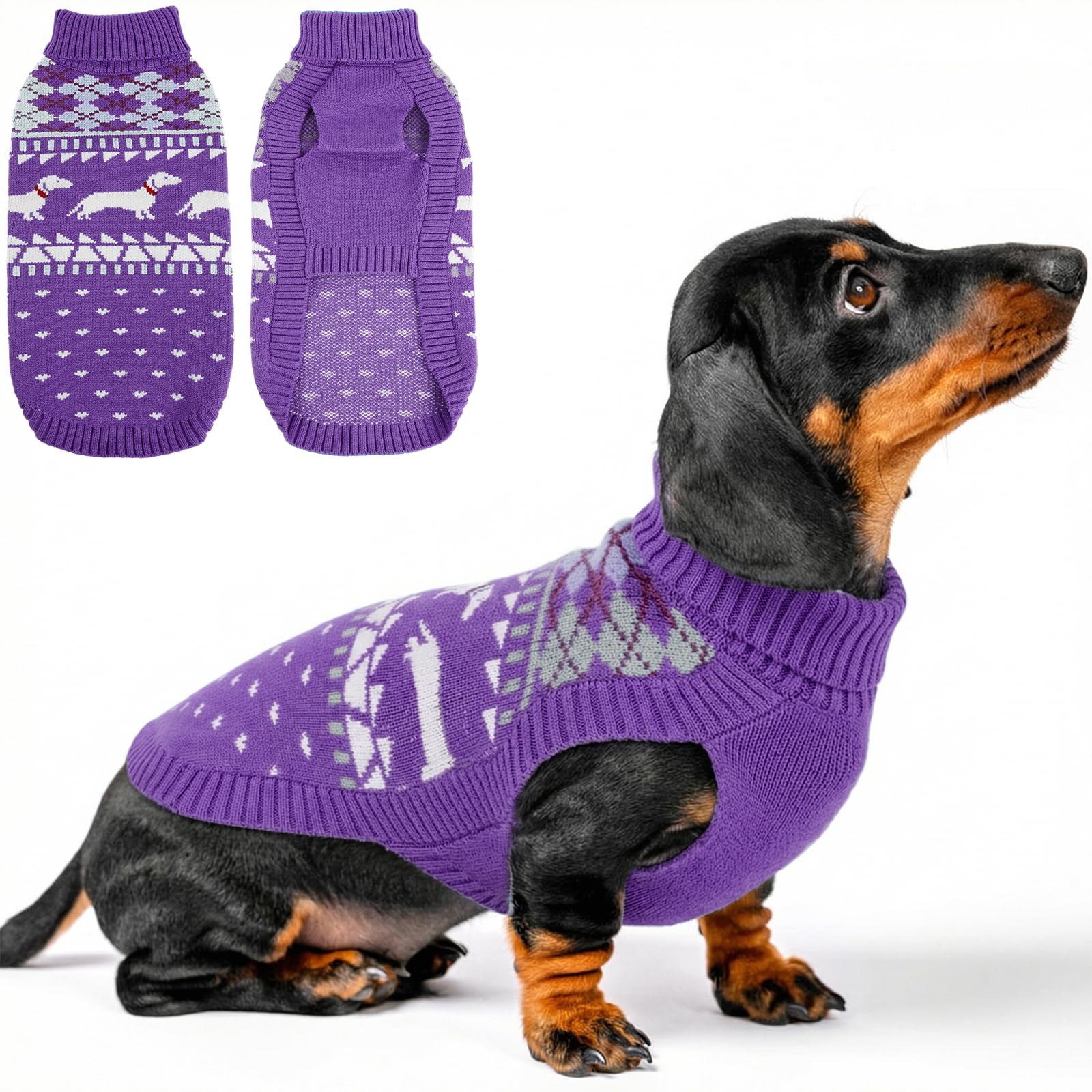 Lelepet Dog Jumper for Dachshund, Turtleneck Pullover for Small Dogs