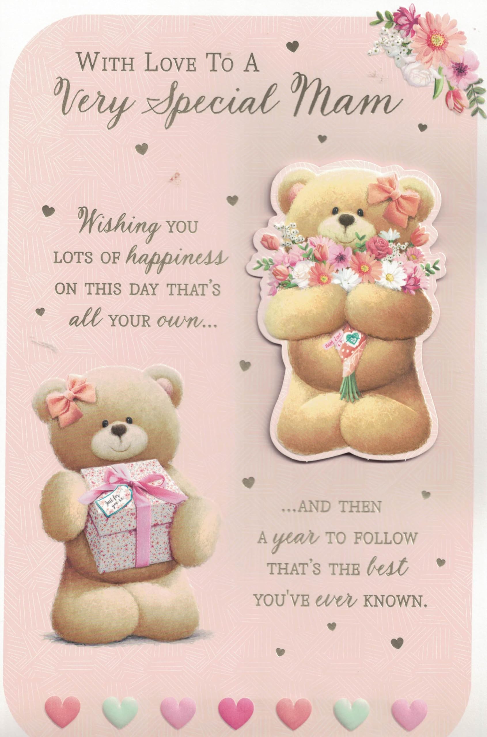 “Birthday Card for Mam – Large 12x7 Inch Luxury 8 Page Card for a Very Special Mam/Mum – Cute Teddy Bear Design – Heartfelt Birthday Message for Mother from Son or Daughter”