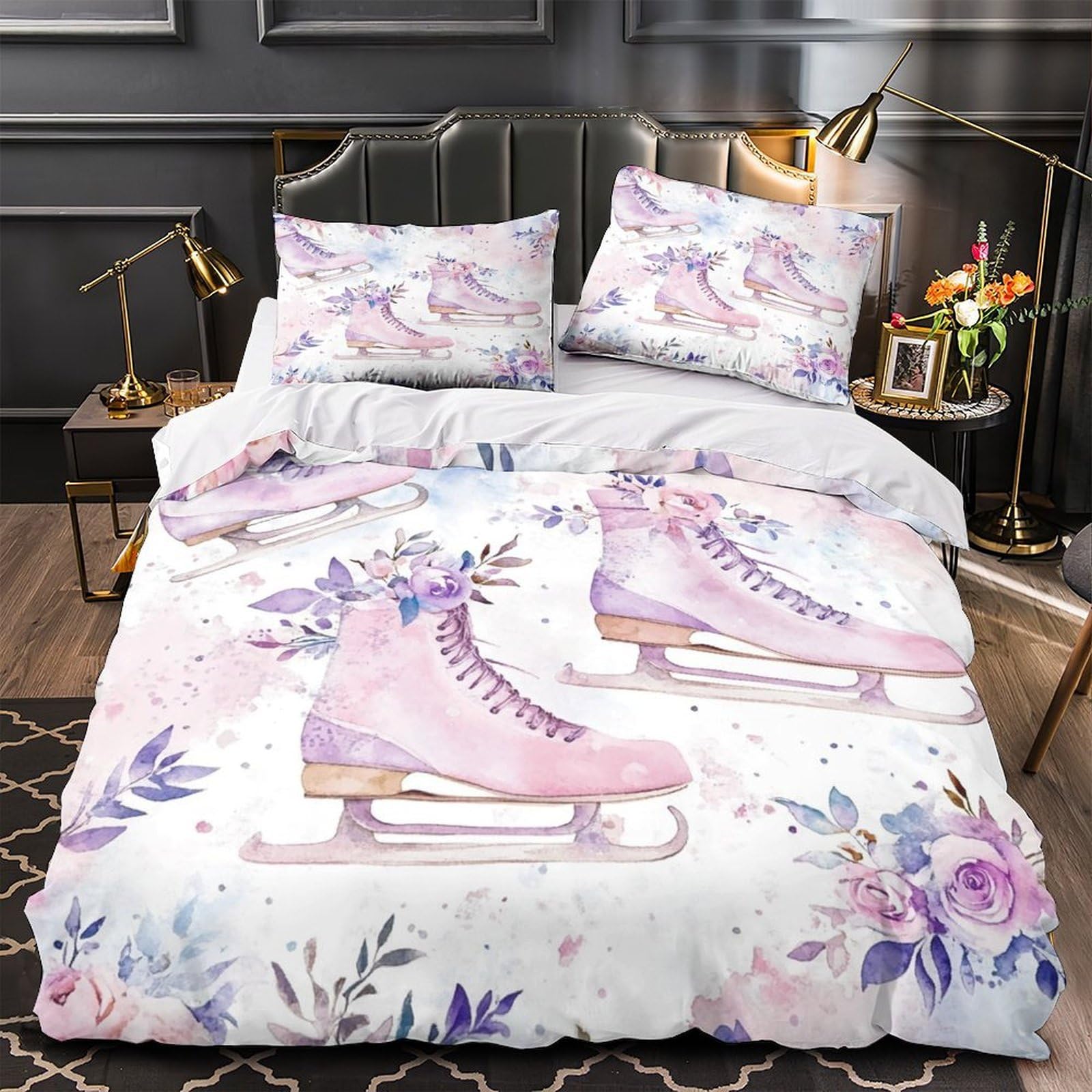 Housse de Couette Patins à Glace Qualité Supérieure Aquarelle Parure 3D