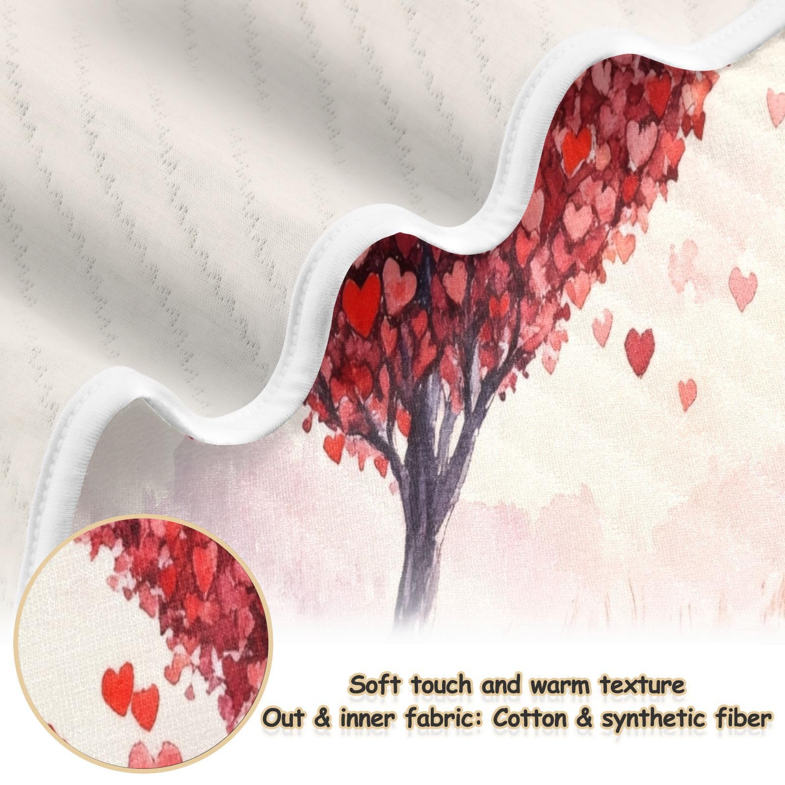 Burbuja Valentine Heart Tree Baby Blanket for Boys Girls, Nursery Soft Warm Swaddling Receiving Baby Blankets, 30x40 in Toddler Blanket