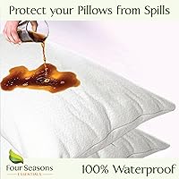 Vista 6 de Four Seasons Essentials Protectores de almohada impermeables de tamaño estándar (juego de 2) – Viscosa natural derivada de bambú – Fundas