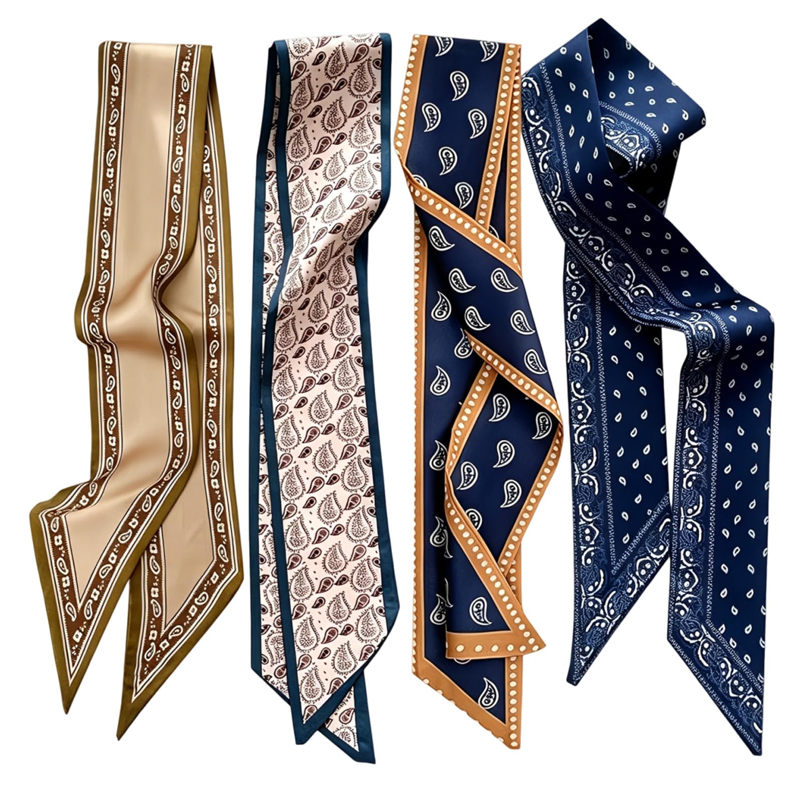 4-Piece Hair Scarf for Women, Skinny Scarves for Women, Polyester Bag Handle Ribbon and Purse Handle Wrap for Handbag Decoration-image-48