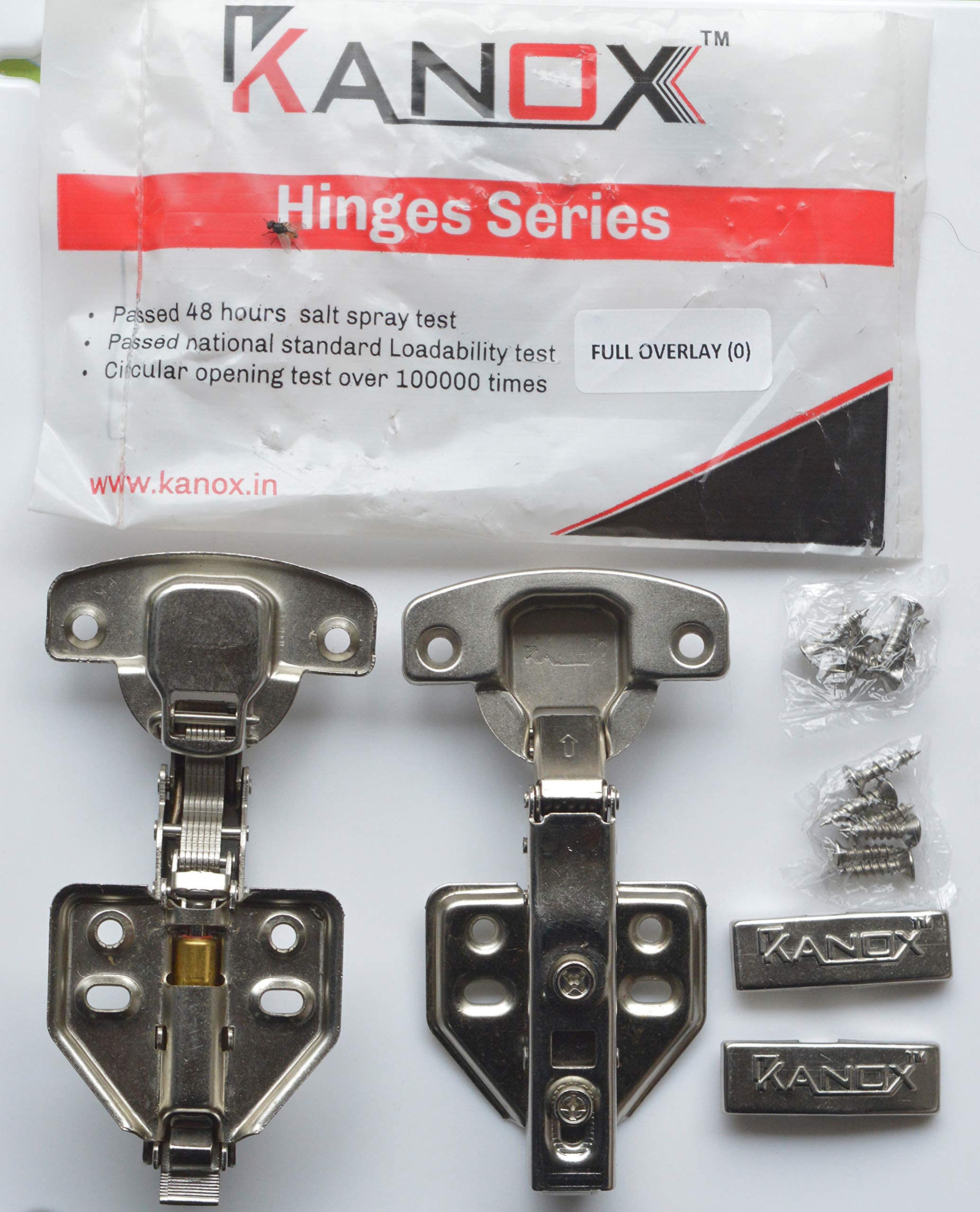 Kanox Steel Metal Zero Crank 110 Degree Small Soft-Close Concealed Hydraulic Door Premium Hinges for Kitchen Cabinet Table Gate Wood Furniture Works - Pack of 2