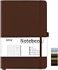 Mlife Squared Notebook A5,Journal Notebooks With 200 Pages,100gsm No Bleed Grid Notebook Pages,PU Hard Cover,Graph Paper Notebook for Graphing Notes Math,Notepad for Women Men School Office-Brown