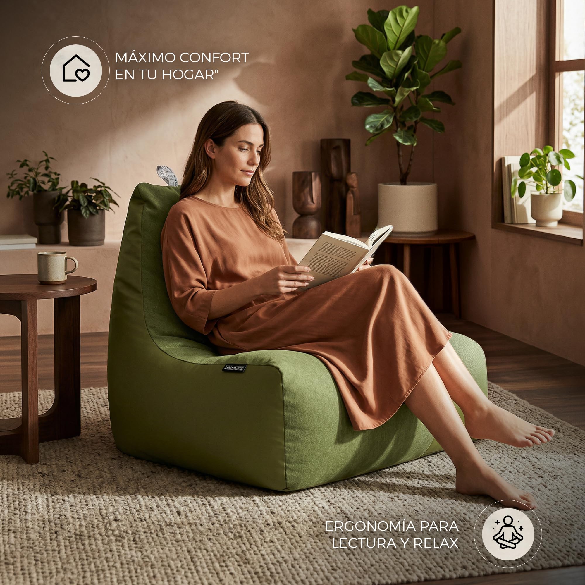 HAPPERS Puff Sillón Naylim Mate con Relleno Incluido para Exterior e Interior Transpirable y Resistente| Asiento Relax Ergonómico para Terraza, Jardín y Salón | 85x80x90 cm Crudo