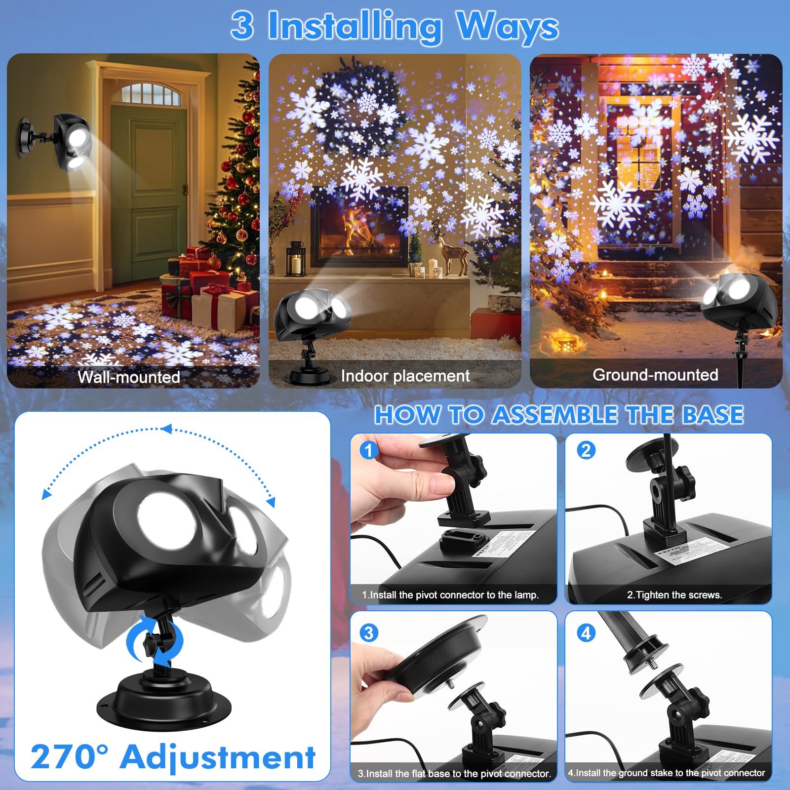 Proyector Luces Navidad, LED Proyector Copos de Nieve Lámpara de Proyección Navidad con Control Remoto, Impermeable IP65 Exterior y Interior, Decoración para Fiesta, Festivos, Navidad, Halloween