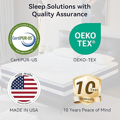 Miniatura 7 de BedsPick Cubrecolchón de espuma viscoelástica de 2 pulgadas, tamaño individual, con remolinos con infusión de gel, cubrecolchón de espuma suave para