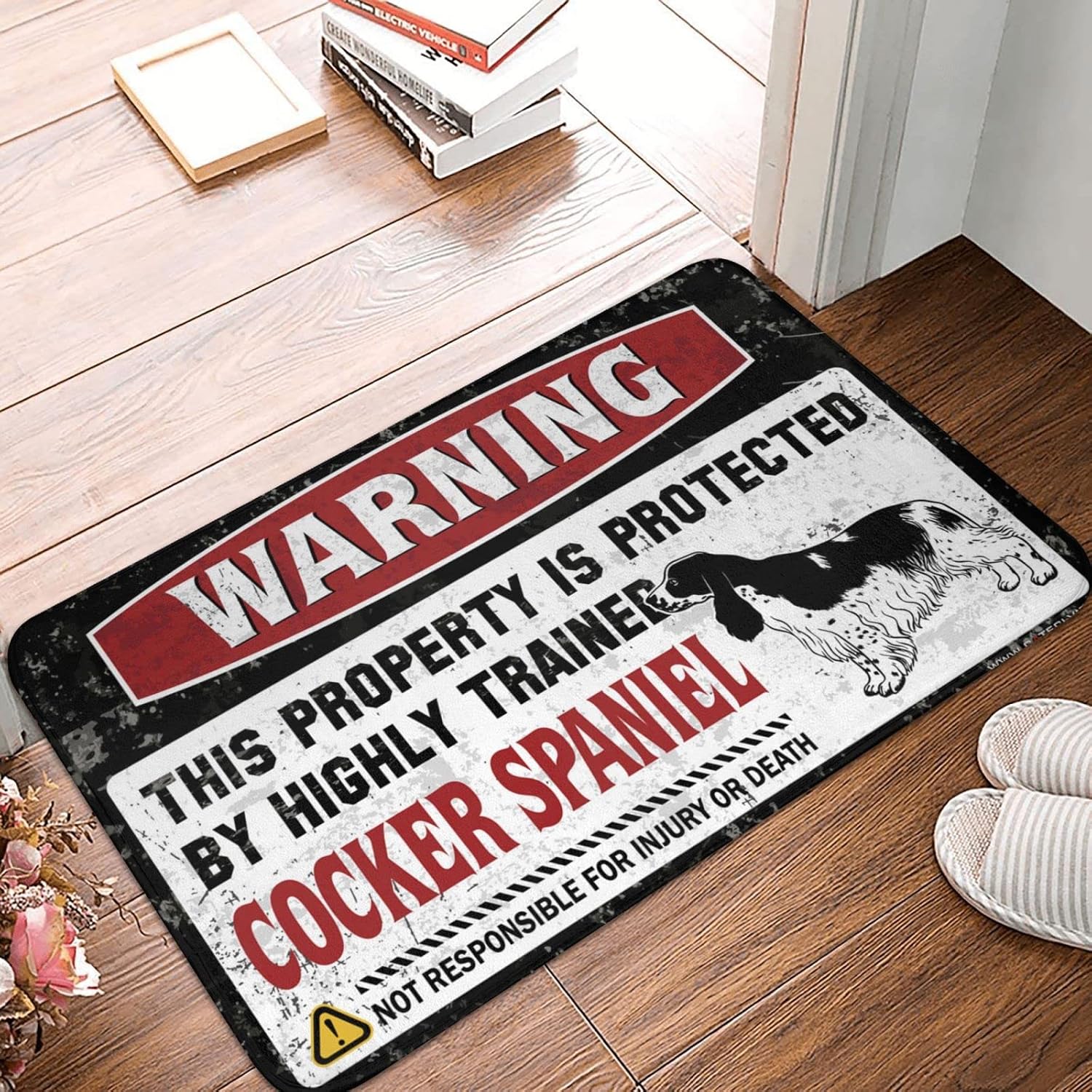Outdoor Door Mats for Outside Entry Warning This Property is Protected By A Highly Trained Cocker Spaniel Rug Retro Rug Farmhouse Bathroom Mats