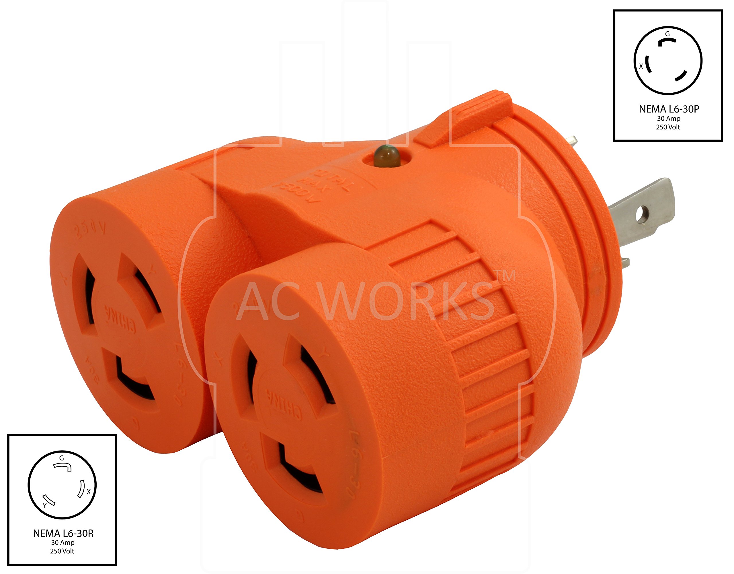 AC WORKS [ADVL630L630] V-DUO Adapter NEMA L6-30P 30Amp 250Volt 3