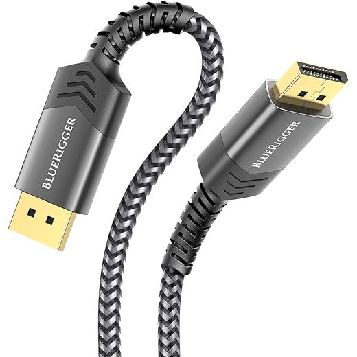 BlueRigger 8K DisplayPort (DP to DP) Cable - 10 feet - (up to 32.4 Gbit/s, UHD with 8 K / 60 Hz or 4 K / 120 Hz, Supports HBR3, DSC 1.2, HDR 10, Black) Series