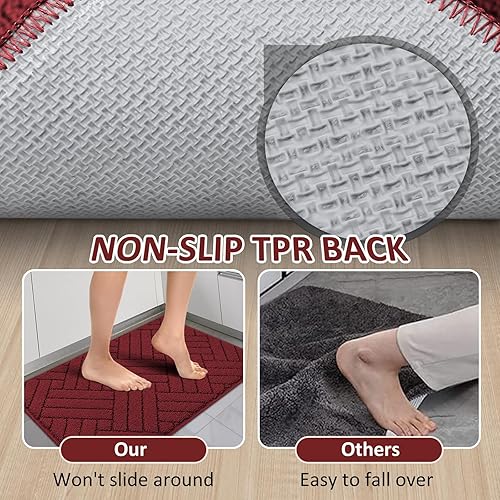 Miniatura 3 de JEEDOVIA Alfombras y tapetes de cocina para piso, alfombra roja de camino de cocina de 20 x 59 pulgadas, lavable, antideslizante, absorbente,