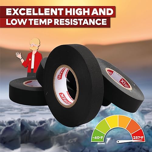 Miniatura 8 de XFasten Cinta de arnés de alambre 34 pulgadas por 50 pies paquete de 5 arnés de cableado de alta temperatura cinta eléctrica de tela de fieltro