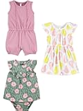 baby-girls 3-pack Romper, Sunsuit and Dress
