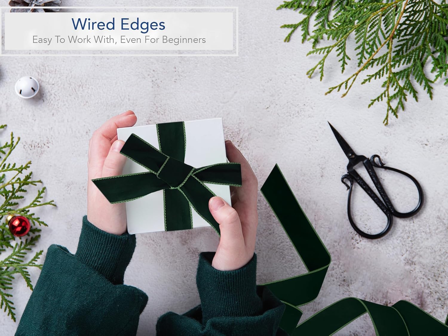 Royal Imports Wired Traditional Red Christmas Waterproof Ribbon 50 Yards Roll, for Floral & Craft Decoration (1.5" (#9), Green (25 YD)) (Pack of 2)