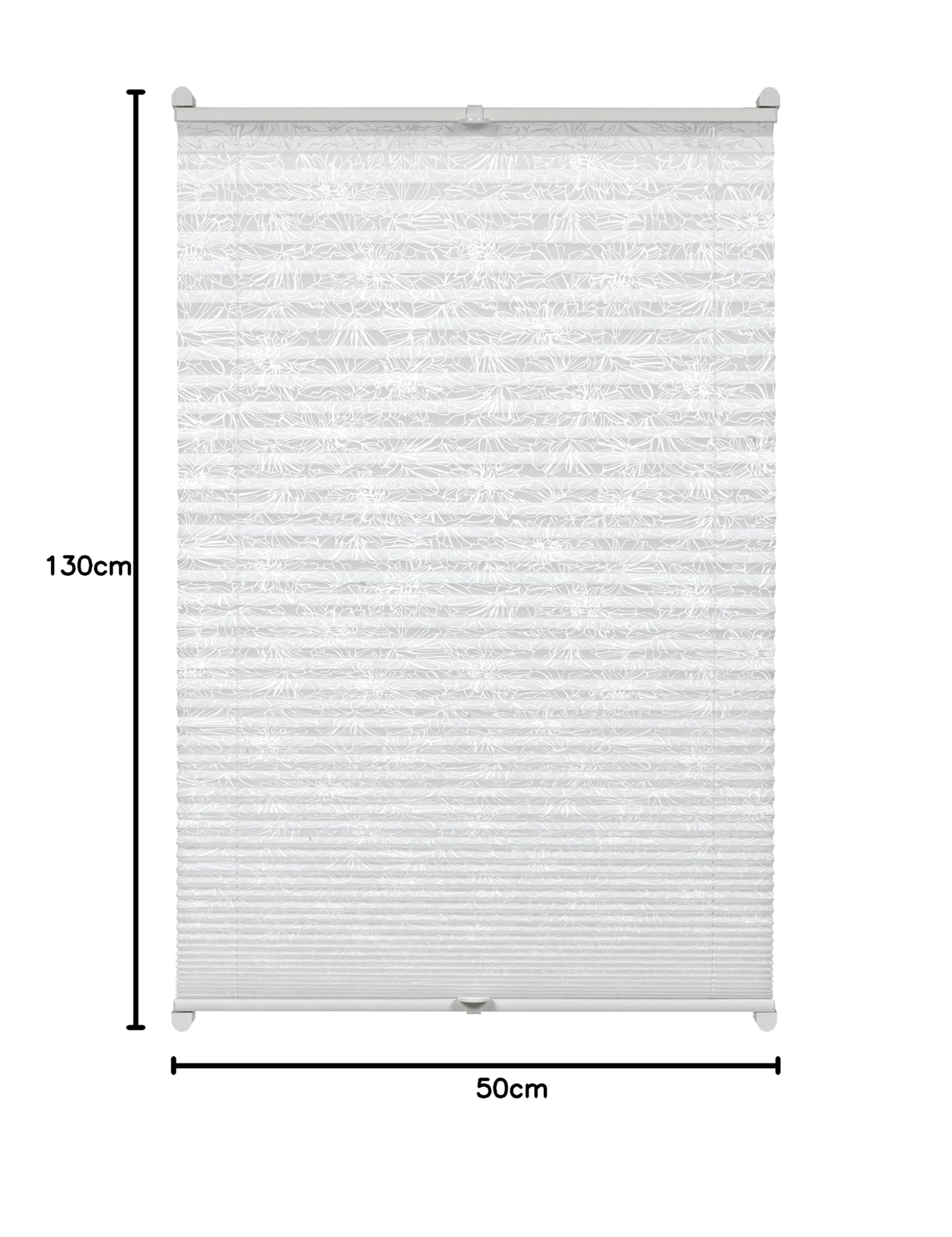 Gardinia Store Plissé à Clipser, Opaque, Kit de Montage Inclus, Store Plissé à 2 Rails EASYFIX, Motif Fleuri, Blanc, 50 x 130 cm (LxH)