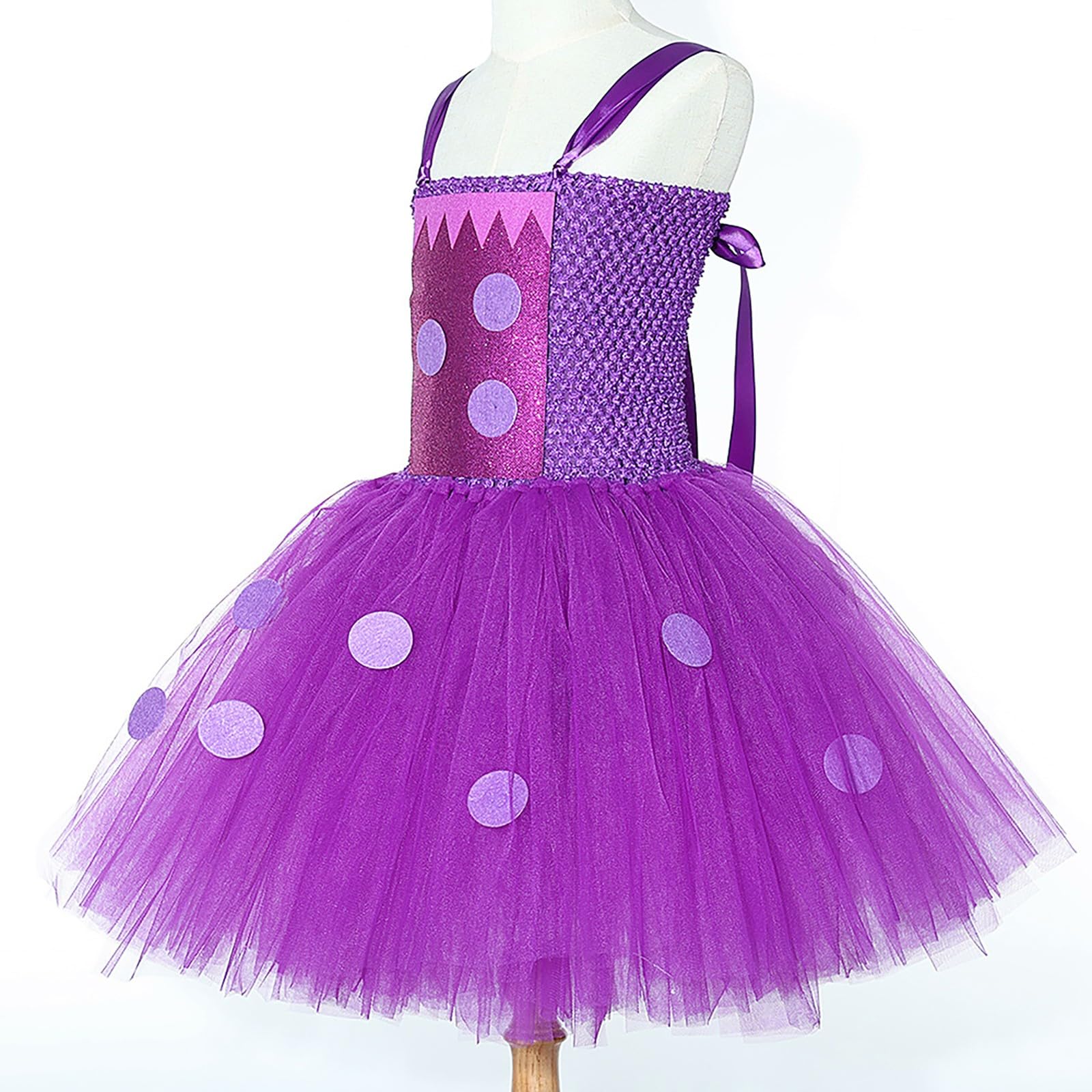 Générique tutù viola con paillettes per ragazze, ideale per Halloween e 1-12 anni.