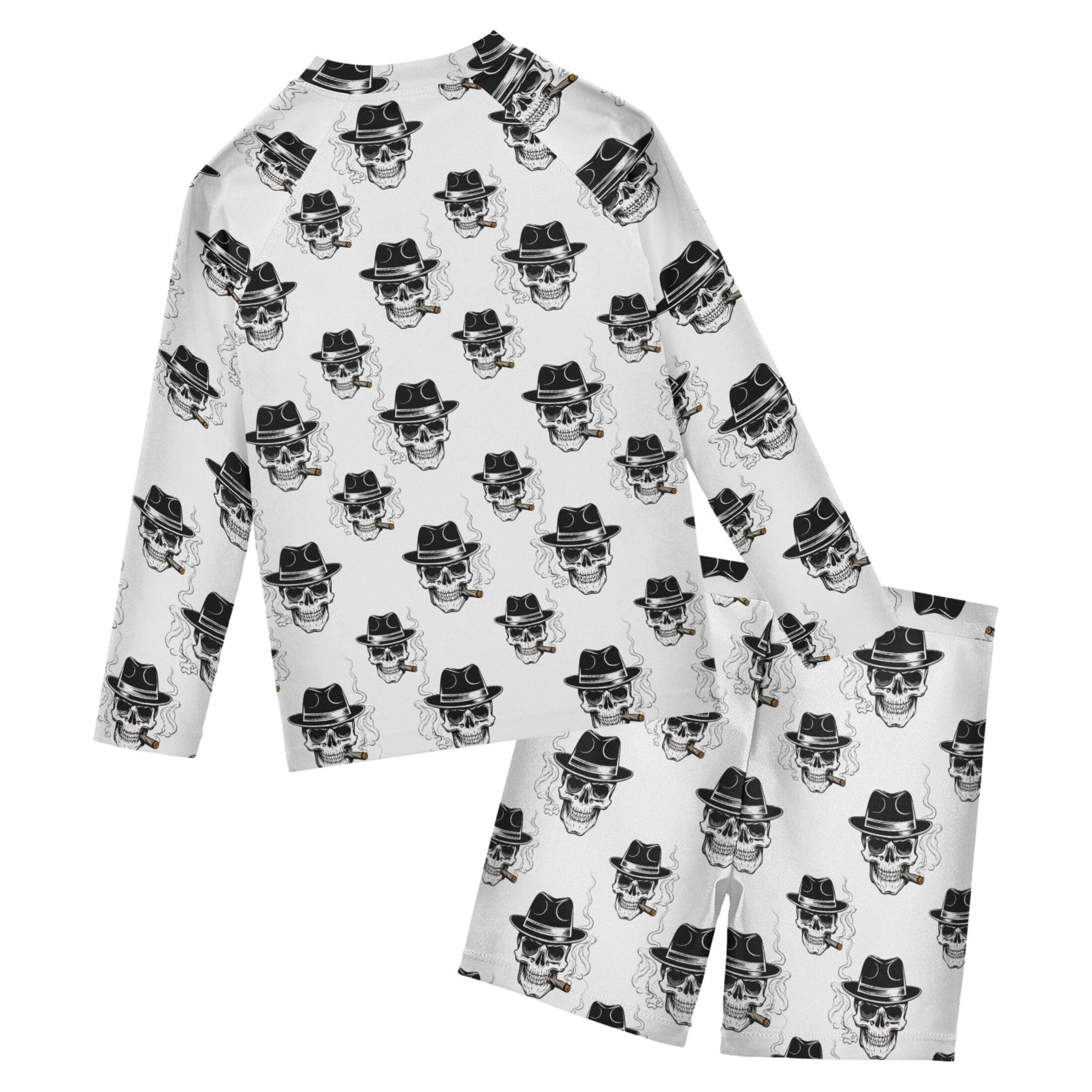 Skull Toddlers and Baby Boys' Swimsuit Trunk and Rashguard Set B0404369