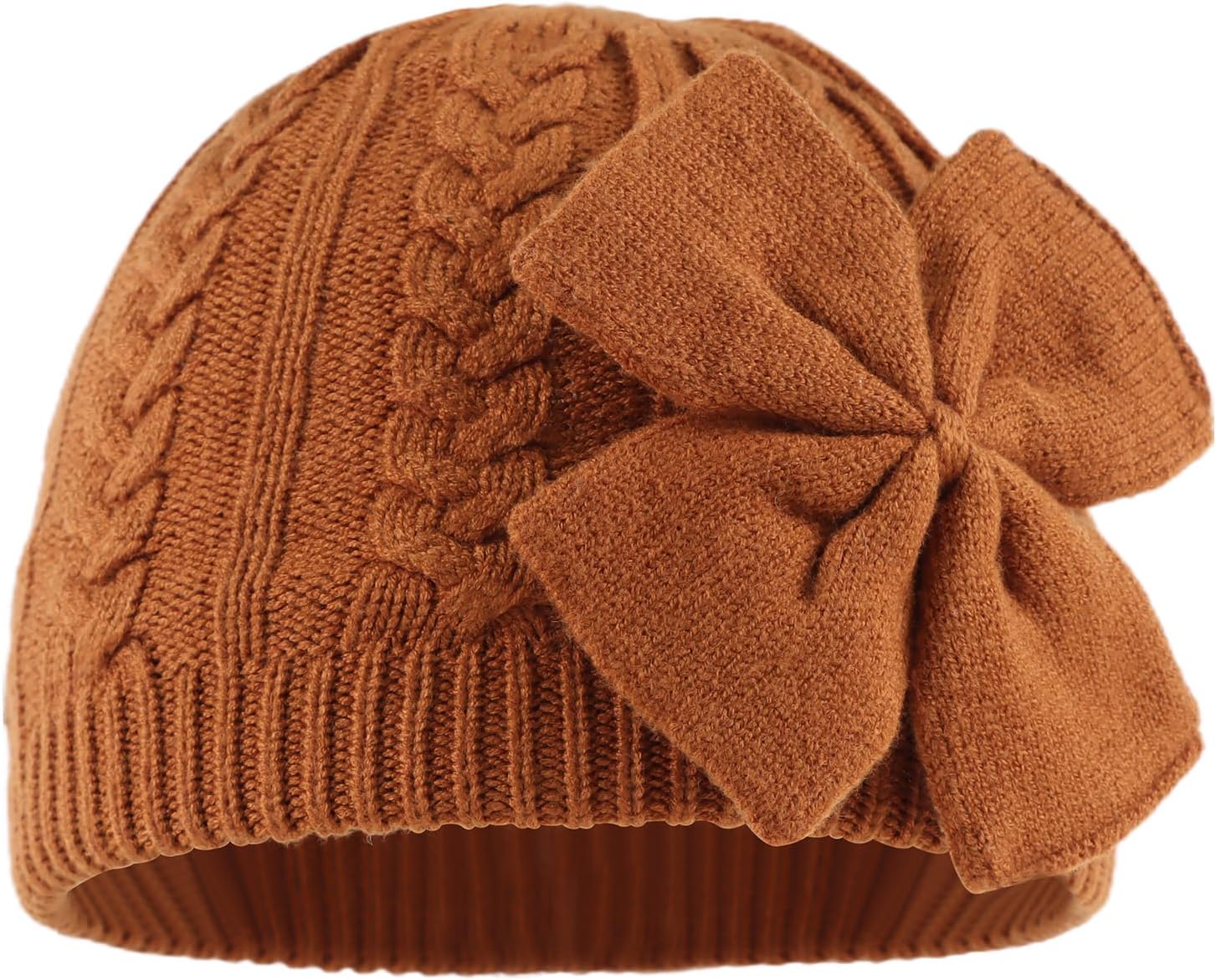 JANGANNSA Winter Warm Knitted Baby Hat for Girls Cotton Lined Infant Toddler Hat Autumn Cute Bow Classic Girls Beanie 0-6Y - Image 2