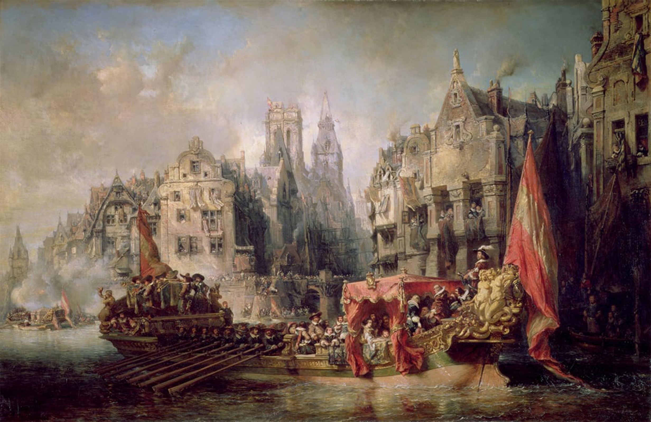 SERENDIPITP Vintage Wall Art Canvas Nordic Poster Canvas Print Picture the Arrival of Fernando Alvarez De Toledo of Alba At Rotterdam in by Eugene Isabey Wall Art Poster for Home Decor 60x90cm