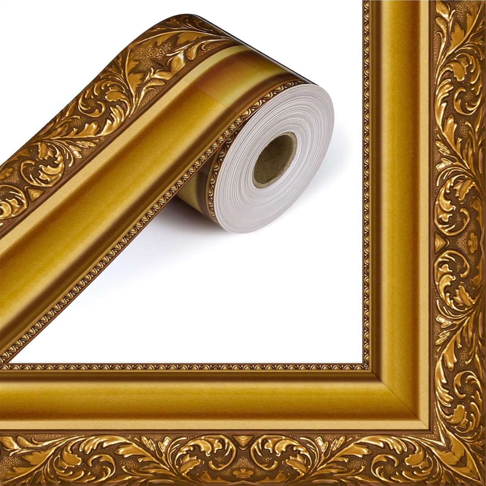 Gold-Rimmed Bulletin Board Decorative Strip,Fashion Self-Adhesive Border Decorative Sticker,Straight-Edged and Rolled-Edge Picture Frame Trim, for Home Office, and Party Decoration.