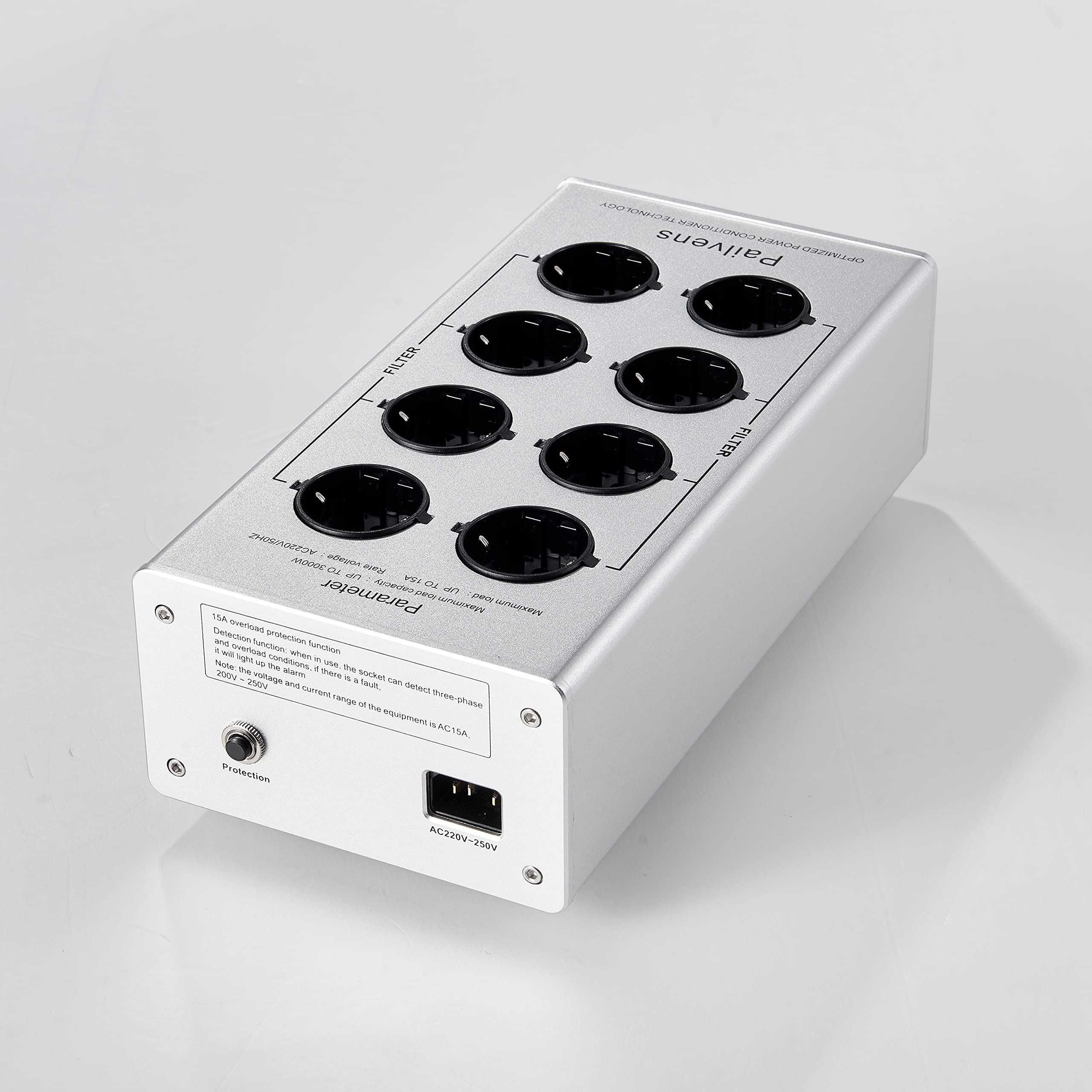 HiFi Presa con filtro di rete con grande display LED, G30, argento
